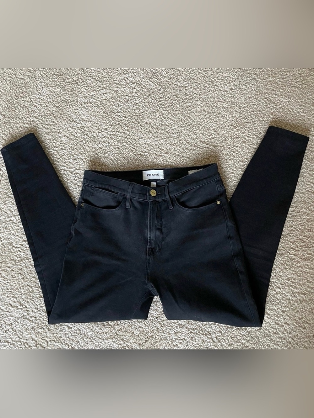 Frame Denim Black Le High Skinny Jeans